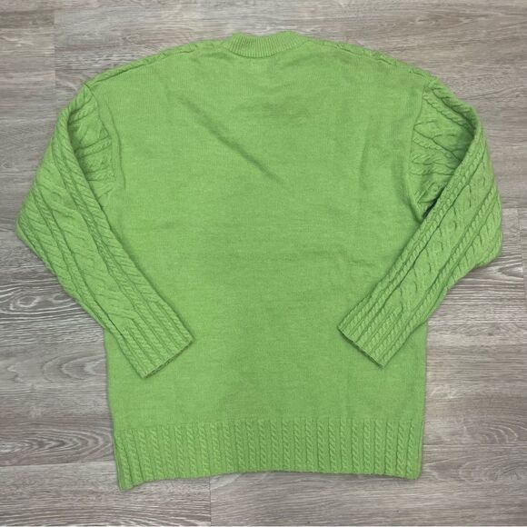 Shein Pastel Green Cable Knit Sweater - Picture 3 of 7